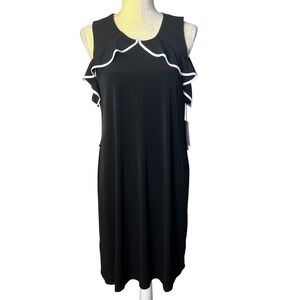 Ivanka Trump Black Sleeveless Ruffle Trim‎ Keyhole Back Dress - Size Large